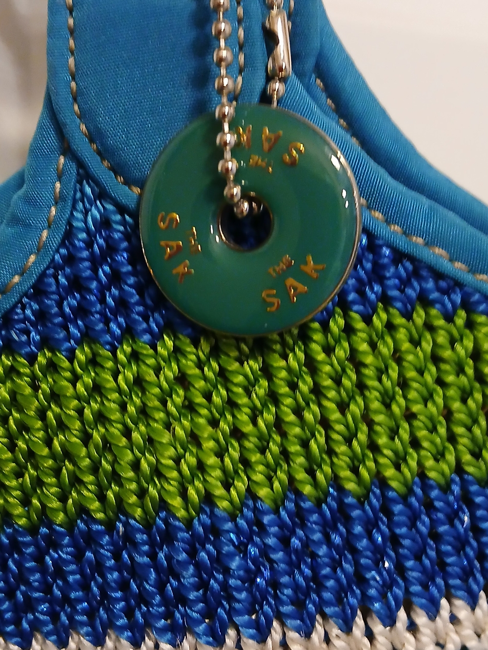 The Sak Blue & Green Striped Tote Bag - Casual Boho Women’s Shoulder Bag - Picture 3 of 11